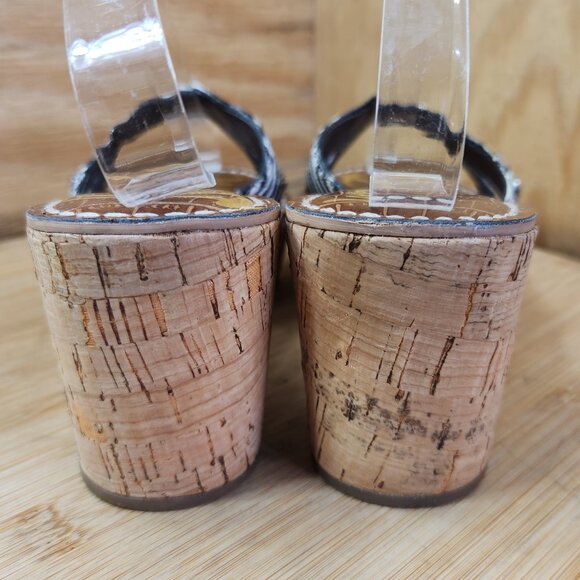 Sam Edelman Reid Zebra Stripe Cork Platform Wedge Sandals Size 5 - Picture 5 of 9